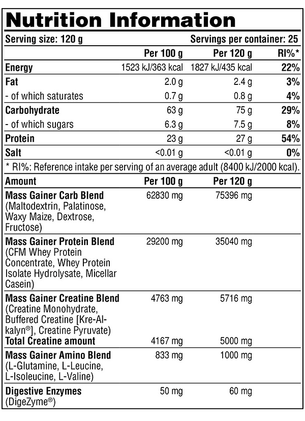 GALVANIZE MASS GAINER 3000G